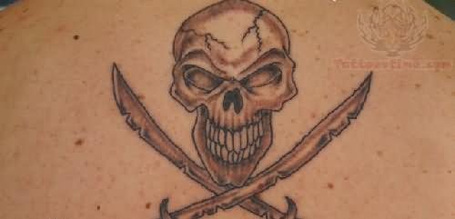 Upperback Jolly Roger Tattoo Image